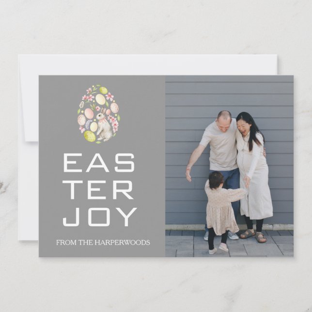 Cartão De Festividades Foto da família Easter Eggs, Bênçãos de Páscoa Ele (Frente)