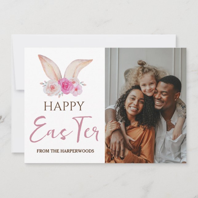 Cartão De Festividades Foto da família Easter Eggs, Bênçãos de Páscoa Ele (Frente)