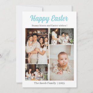 Cartão De Festividades Foto da família Elegant Minimalist Felz pascoa 4 F