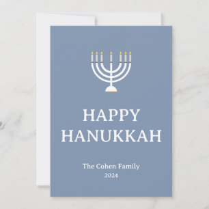 Cartão De Festividades Foto da família Elegante Modern Happy Hanukkah