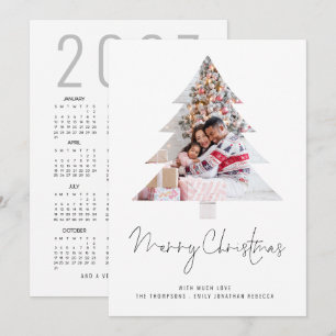 Cartão De Festividades Foto da Família em Árvore Calendário 2027 Feliz Na