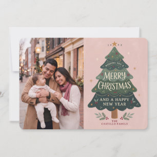Cartão De Festividades Foto da Família em Torno da Árvore de Natal Capric