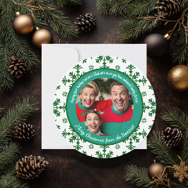 Cartão De Festividades Foto da família engraçada cheia de alegria verde e