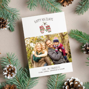 Cartão De Festividades Foto da Família Feliz de Feriados Cozy Winter Mit
