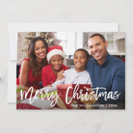 Cartão De Festividades Foto da Família Feliz de Natal na Estrela de Pince