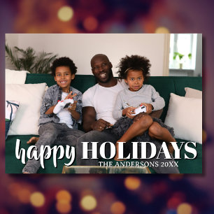 Cartão De Festividades Foto da família Feliz Feriados - Vermelho Rico Clá