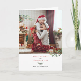 Cartão De Festividades Foto da Família Feliz Natal Berries - Ano Novo