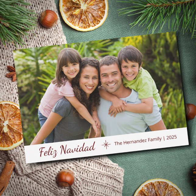 Cartão De Festividades Foto da família Feliz Navidad Moderna Natal (Criador carregado)