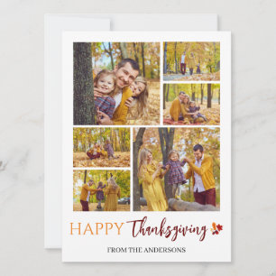 Cartão De Festividades Foto da família Floral Fall Modern Happy, Ação de 