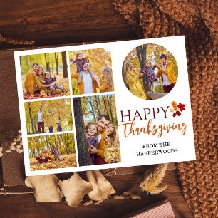 Cartão De Festividades Foto da família Floral Fall Modern Happy, Ação de 