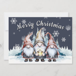 Cartão De Festividades Foto da Família Gnomo de Natal Whimsical