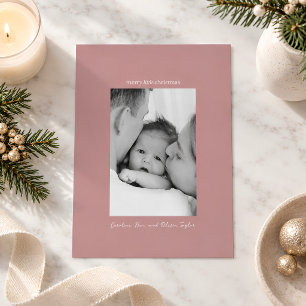Cartão De Festividades Foto da Família Mauve Primeiro Feliz Natalzinho