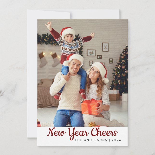 Cartão De Festividades Foto da família mínima de Felizes anos novos elega (Frente)