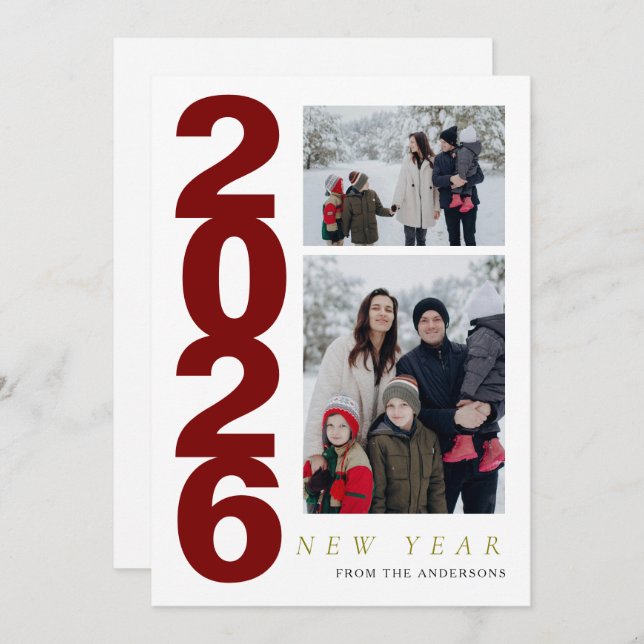 Cartão De Festividades Foto da família mínima de Felizes anos novos elega (Frente/Verso)
