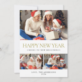 Cartão De Festividades Foto da família mínima de Felizes anos novos elega