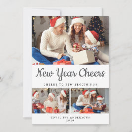 Cartão De Festividades Foto da família mínima de Felizes anos novos elega