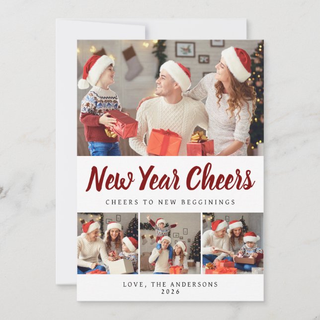 Cartão De Festividades Foto da família mínima de Felizes anos novos elega (Frente)