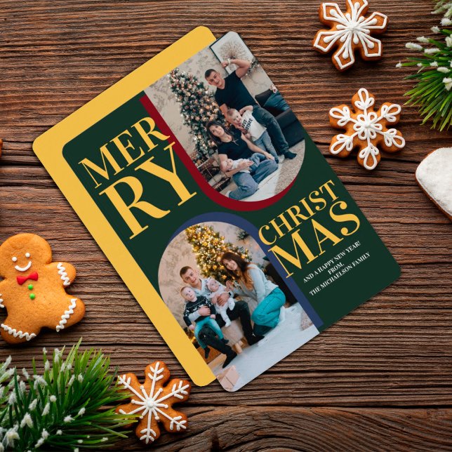 Cartão De Festividades Foto da família moderna de natal feliz (Criador carregado)