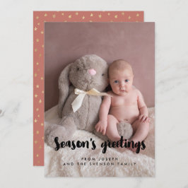 Cartão De Festividades Foto da família moderna de saudações da temporada