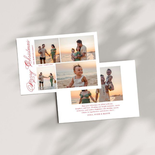 Cartão De Festividades Foto da família moderna de scripts de Natal feliz (Criador carregado)