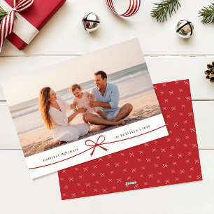 Cartão De Festividades Foto da Família Moderna Natal Praia Costeira