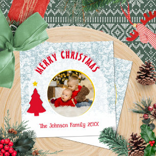 Cartão De Festividades Foto da família Natal moderno