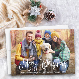 Cartão De Festividades Foto da família natalícia de caligrafia moderna