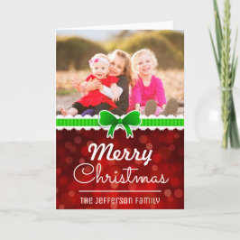 Cartão De Festividades Foto da Família Personalizada do Livro Vermelho de