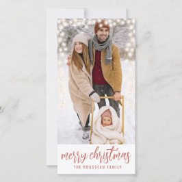Cartão De Festividades Foto da família personalizada Luzes brilhantes de
