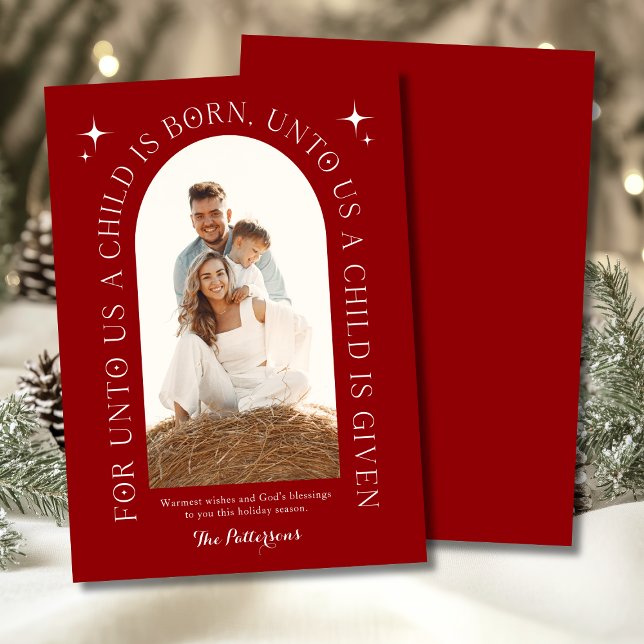 Cartão De Festividades Foto da família religiosa de Natal Vermelho Minima (Criador carregado)