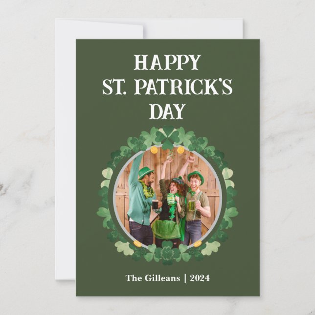 Cartão De Festividades Foto da Família Shamrocks de Dia de São Patrício F (Frente)