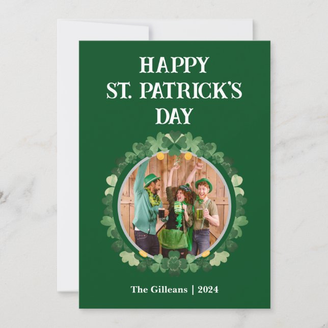 Cartão De Festividades Foto da Família Shamrocks de Dia de São Patrício F (Frente)