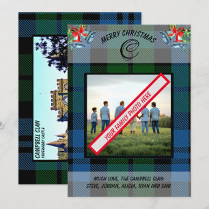 Cartão De Festividades Foto da família Tartan Blue Clan Campbell