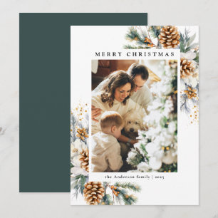 Cartão De Festividades Foto da família Watercolor Botânica Natal