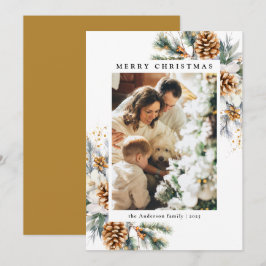 Cartão De Festividades Foto da família Watercolor Botânica Natal