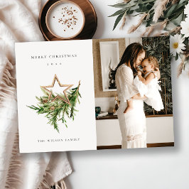 Cartão De Festividades Foto da Fauna do Pinho de Ornamento Estrela Feliz 