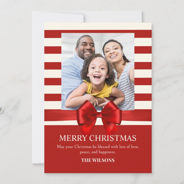 Cartão De Festividades Foto da fita de Natal da Red Strips (Frente)