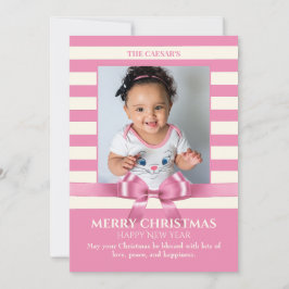 Cartão De Festividades Foto da fita de Natal rosa