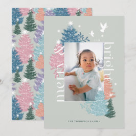 Cartão De Festividades Foto da Floresta de Natal de Pastel feliz e Brilha