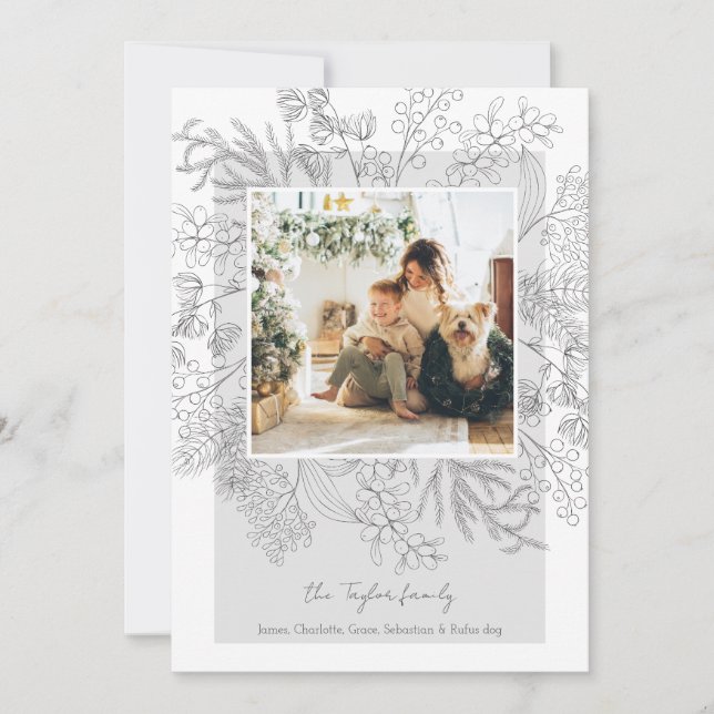 Cartão De Festividades Foto da Folhagem de inverno da Cinza de Natal (Frente)