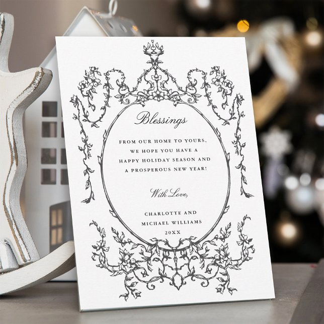 Cartão De Festividades Foto da Imagem Clássica em Preto e Branco (Criador carregado)