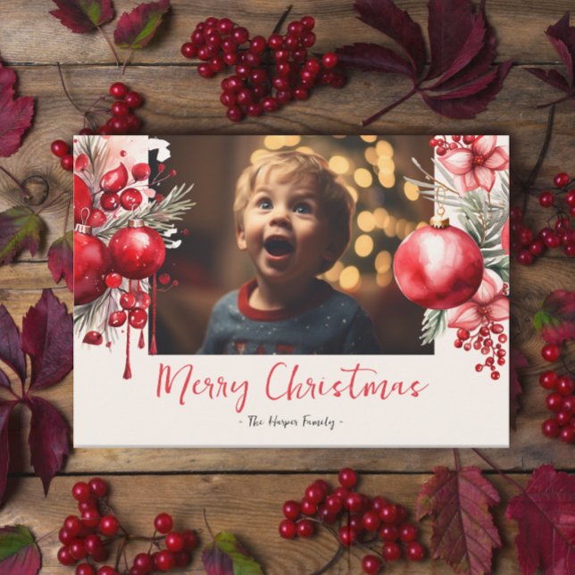 Cartão De Festividades Foto da Lucky Red Poinsettia (Criador carregado)