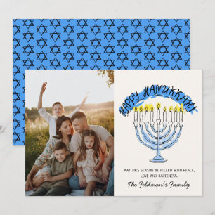Cartão De Festividades Foto da Menorá do Hanukkah Feliz