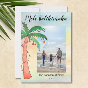 Cartão De Festividades Foto da Palmeira Mele Kalikimaka