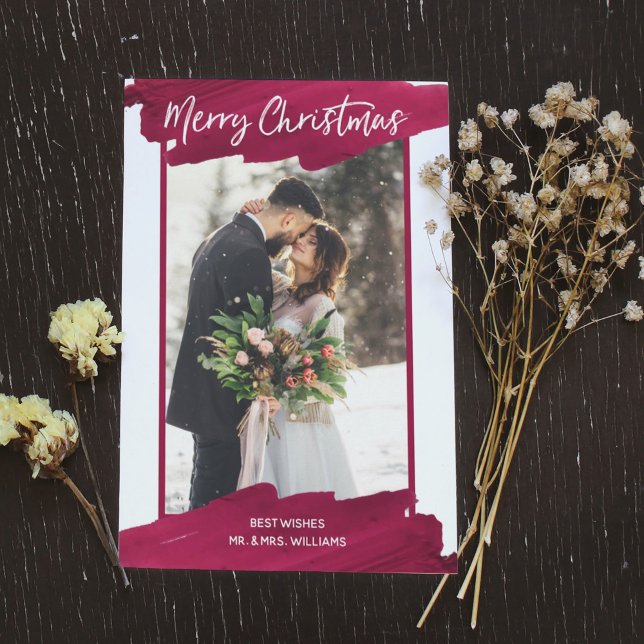 Cartão De Festividades Foto da Pintura de Natal do Vinho Vermelho | (Criador carregado)