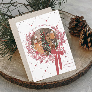 Cartão De Festividades Foto da Terra Vermelha e White de Natal