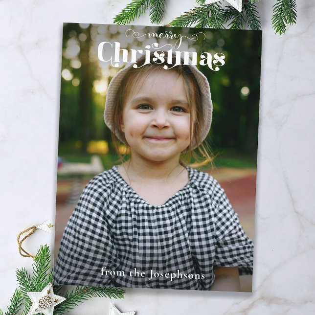 Cartão De Festividades Foto da Tipografia de Natal Personalizada Moderna (Criador carregado)