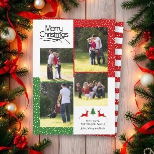 Cartão De Festividades Foto da tipografia de Natal Vermelho e Verde