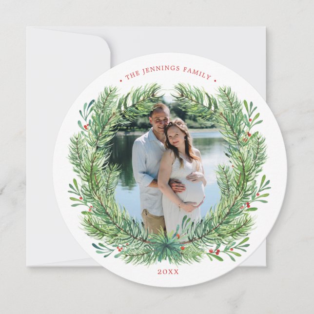 Cartão De Festividades Foto da Wreath de Natal de inverno (Frente)