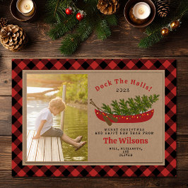 Cartão De Festividades Foto Da Xadrez Da Canoa De Natal Dos Halls